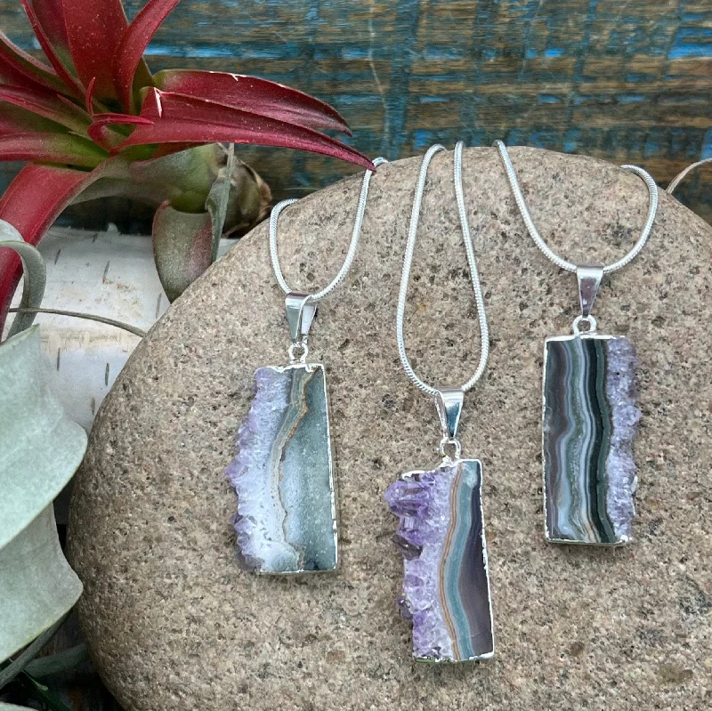 luxury diamond pendant necklaces -Amethyst Slice Necklace