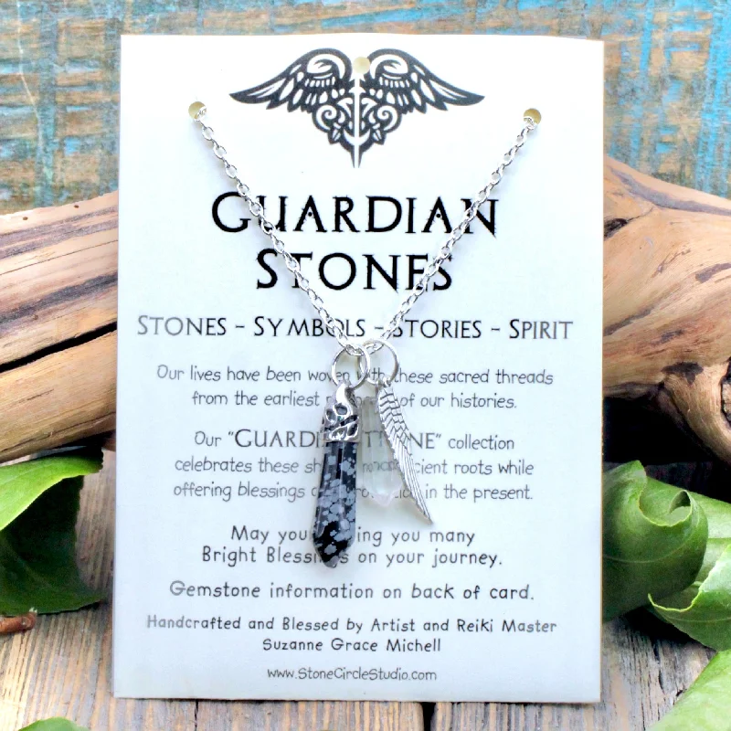 modern style necklaces -Snowflake Obsidian Guardian Stone Necklace