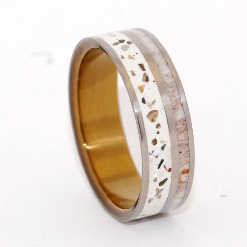 beautiful engagement rings -Ophir | Men's Crushed Canadian Forest Stones, Moose Antler & Titanium Wedding Ring