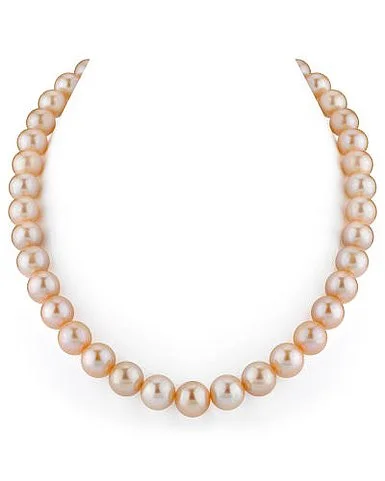 stylish diamond necklaces -10.5-11.5mm Peach Freshwater Pearl Necklace - AAA Quality