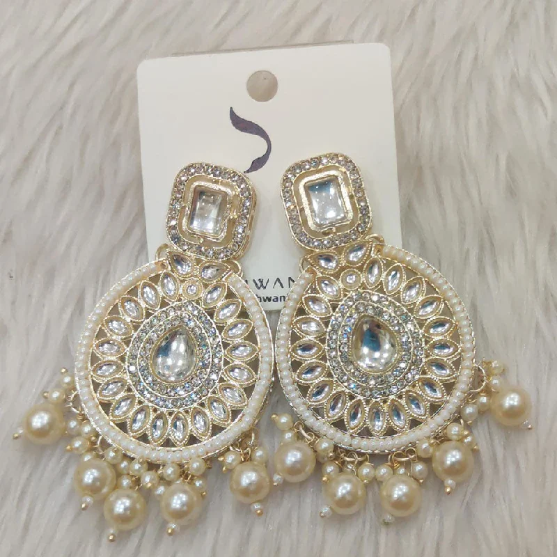 earring sets for women -Dhwani Gold Plated Austrian Stone And Pearl Dangler Earrings