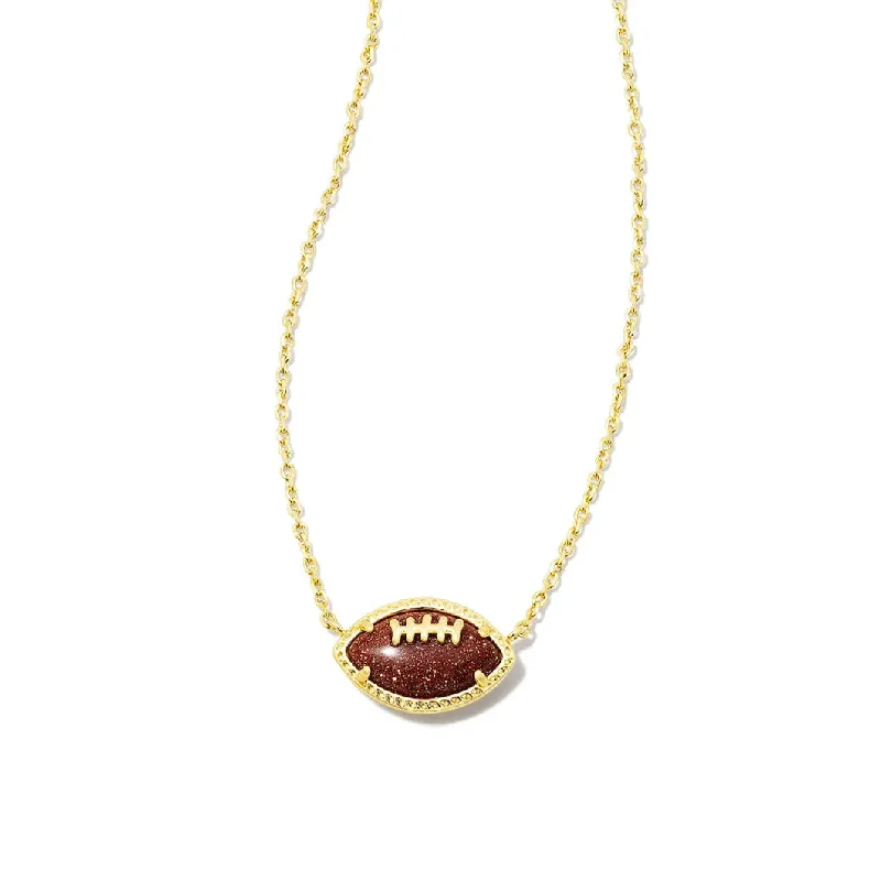 personalized charm necklaces -Football Gold Short Pendant Necklace