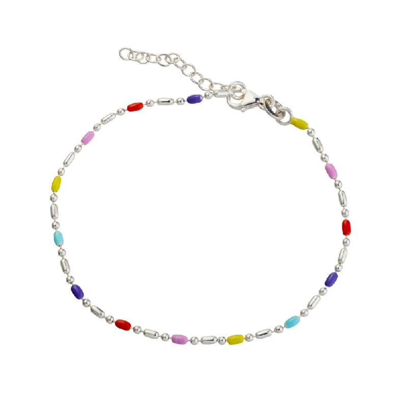 customizable bangles -Sterling Silver Bracelet - Rainbow Enamel