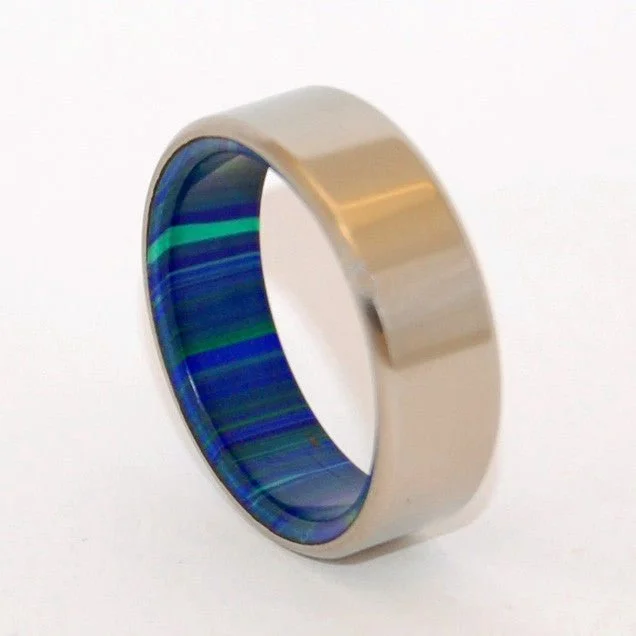 stackable rings for women -In This Together | Men's Azurite, Malachite & Titanium Wedding Ring