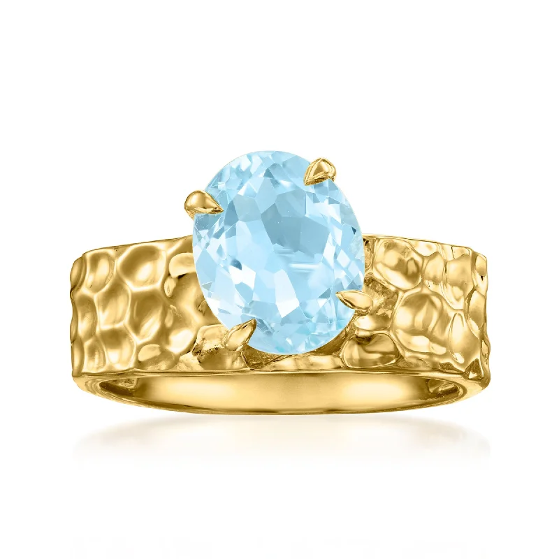 luxurious engagement rings for women -Ross-Simons Sky Blue Topaz Ring in 18kt Gold Over Sterling