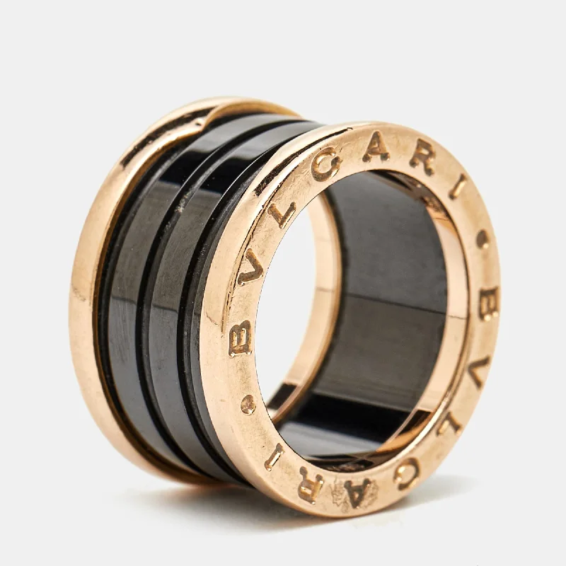 custom engagement ring designs -Bvlgari B.zero1 4-Band 18K Rose Gold Ceramic Ring