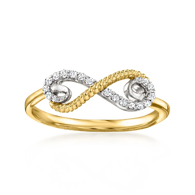 engagement rings with diamonds -Ross-Simons Diamond Infinity Ring in 14kt 2-Tone Gold