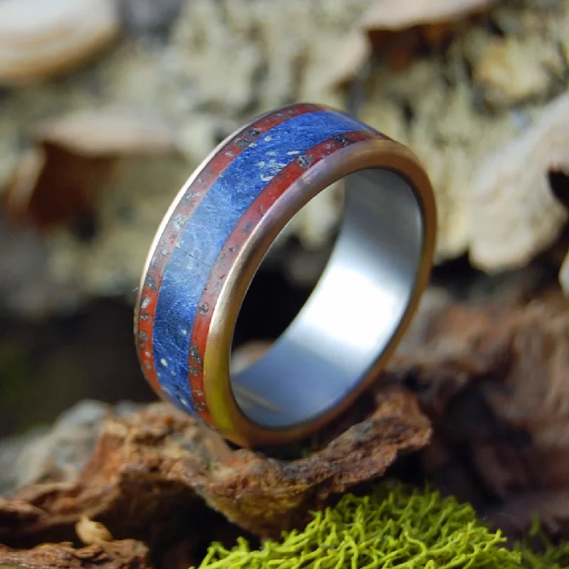 cocktail rings for weddings -Bronze To The Real Heroes | Men's Bronze, Crimson Sand & Titanium Military Wedding Ring