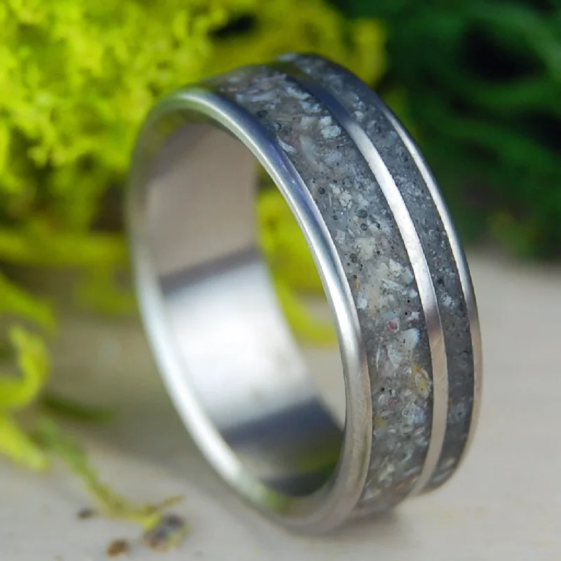 handmade wedding rings -St. Augustine And Sea Shells 1 | Men's St. Augustine Beach Sand, Sea Shells & Titanium Wedding Ring