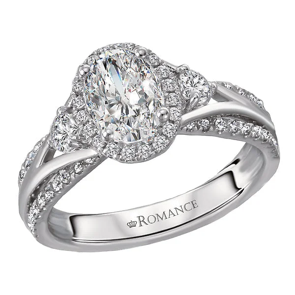 engagement rings with matching bands -Halo Semi-Mount Diamond Ring