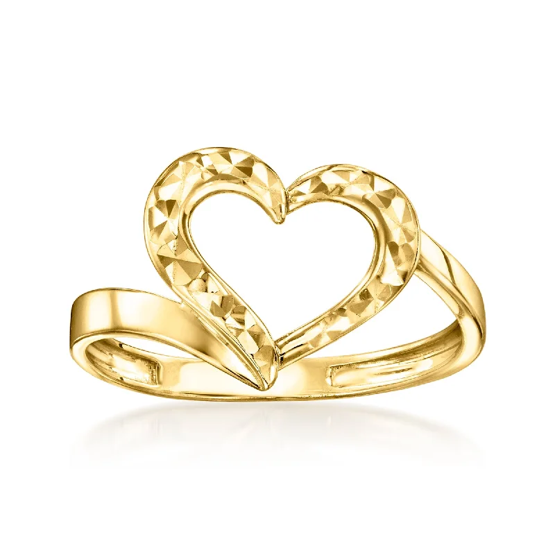 elegant engagement rings -Canaria 10kt Yellow Gold Diamond-Cut Heart Ring