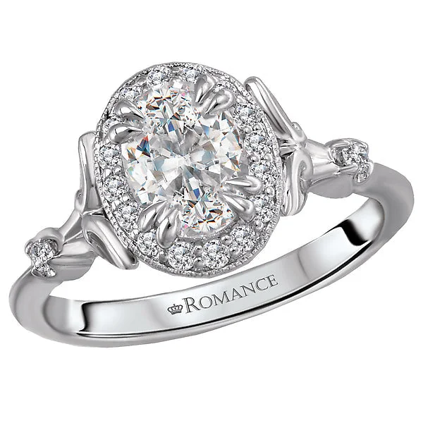 engagement rings with personalized engraving -Halo Semi-Mount Diamond Ring