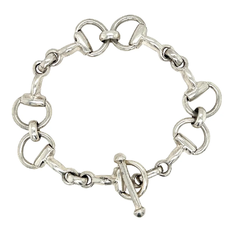 handmade bracelets for women -Silver Horse Bit Link Bracelet