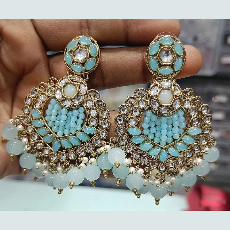 wedding earrings for brides -Rani Sati Jewels Gold Plated Kundan Dangler Earrings