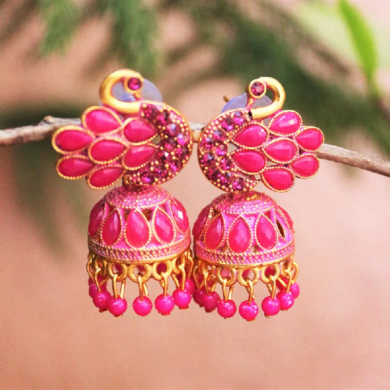 elegant drop earrings -H K Fashion Gold Plated Pota Stone Jhumki Earrings