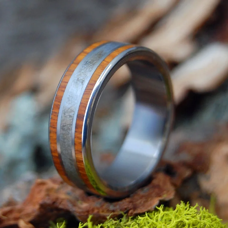 gemstone rings for women -Lignum Vitae Meteorite | Men's Lignum Vitae, Meteorite & Titanium Wedding Ring