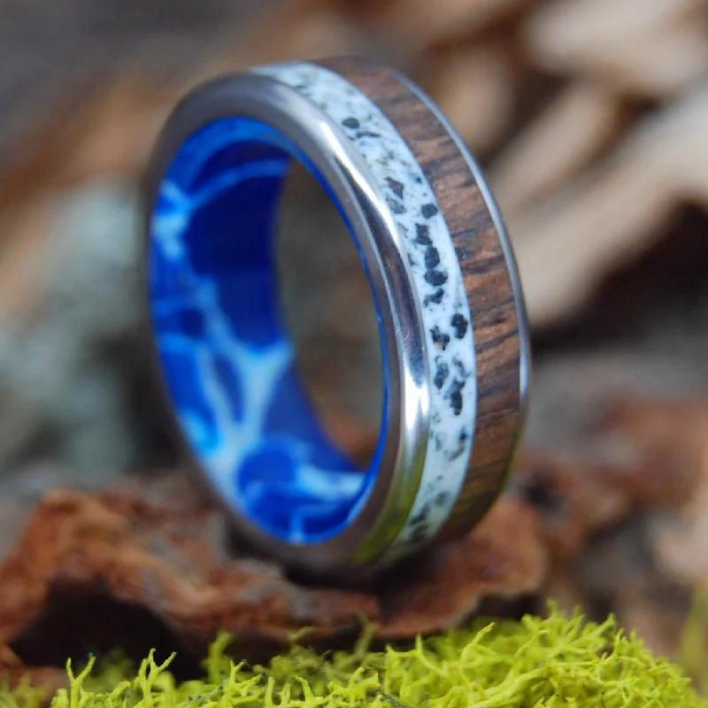 best selling rings for women -Norway Beach Sand Koa Cobalt | Men's Koa Wood, Beach Sand & Cobalt Wedding Ring