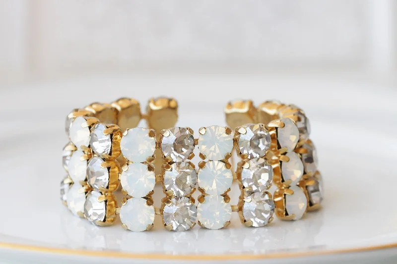 stylish gold bangles -White Opal Bracelet