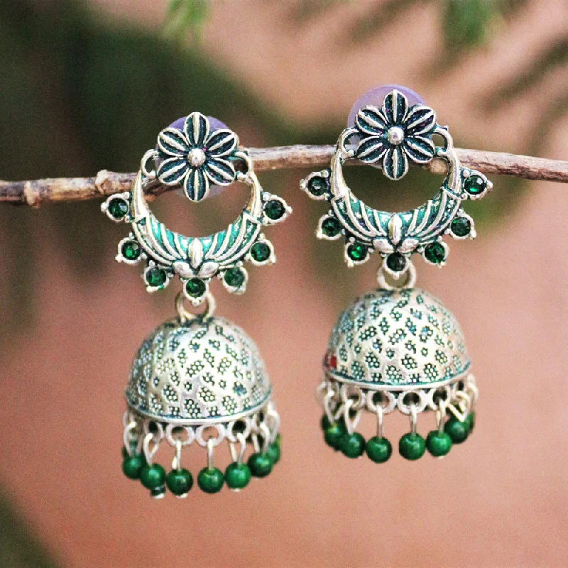 colorful gemstone earrings -H K Fashion Silver Plated Austrian Stone Jhumki  Earrings