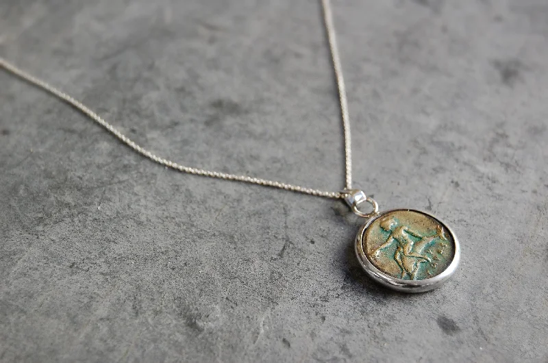 butterfly pendant necklaces -'roman coin' necklace | 925 silver | 20/20mm