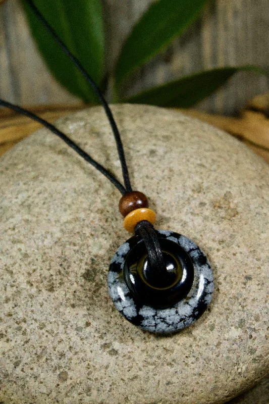 hand-made necklaces for women -Black Jasper and Snowflake Obsidian Destiny Duo