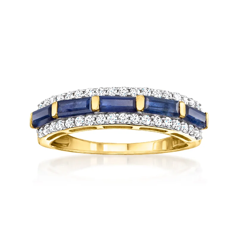 affordable vintage engagement rings -Ross-Simons Sapphire and . Diamond Ring in 14kt Yellow Gold