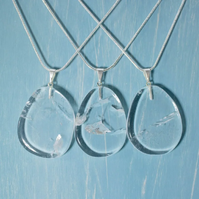 personalized initials necklaces -Quartz Crystal Slab Pendant w/ Chain