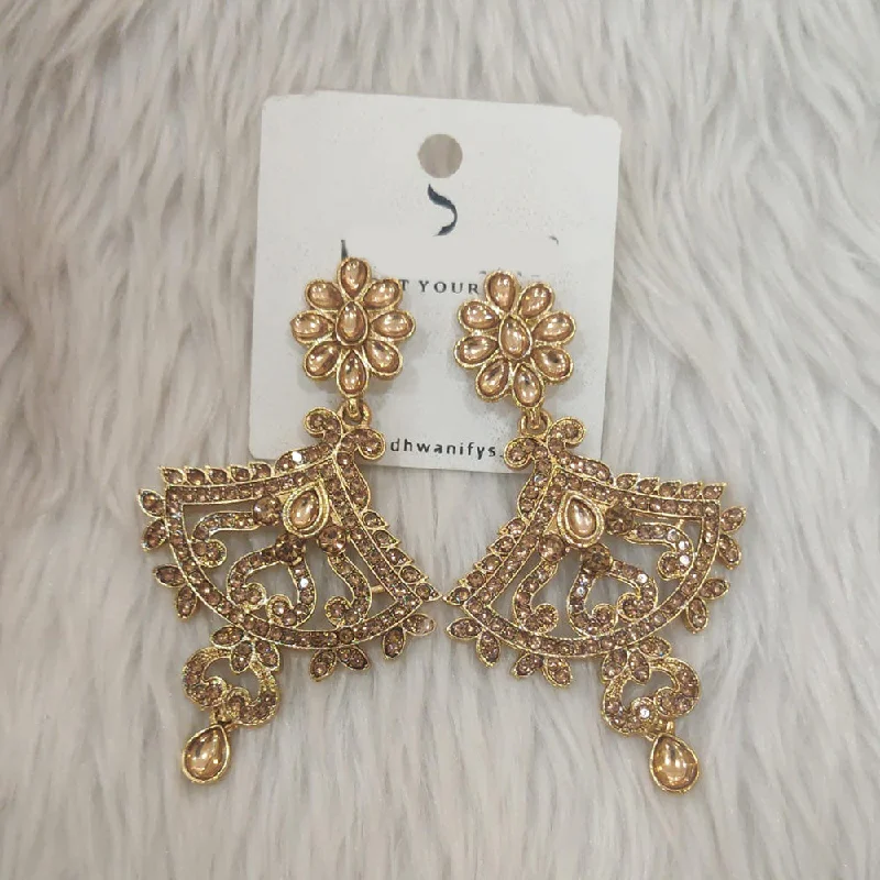 luxury earrings for women -Dhwani Gold Plated Kundan And Austrian Stone Dangler Earrings