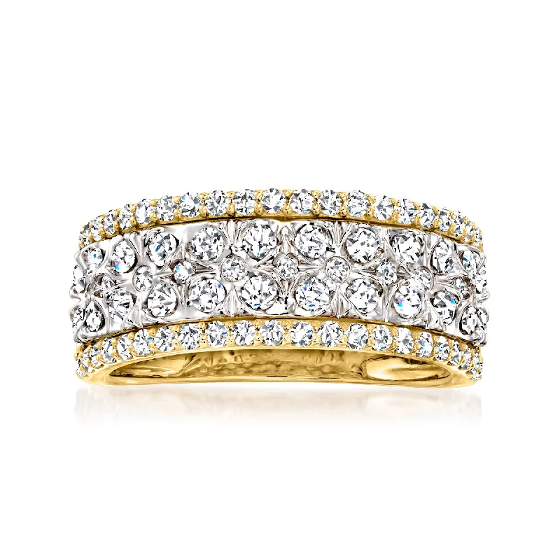 diamond-studded engagement rings -Ross-Simons Diamond Cluster Ring in 14kt 2-Tone Gold