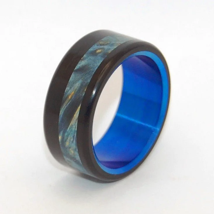 classic gold rings -Blue Galway | Men's Wood & Titanium Wedding Ring