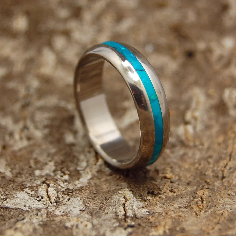 silver rings for women -Chrysocolla Sea Dome | Men's Chrysocolla Stone & Titanium Wedding Ring