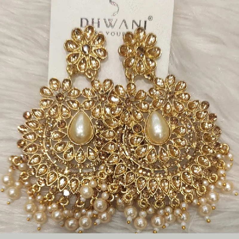 affordable gold earrings -Dhwani Gold Plated Austrian Stone Dangler Earrings