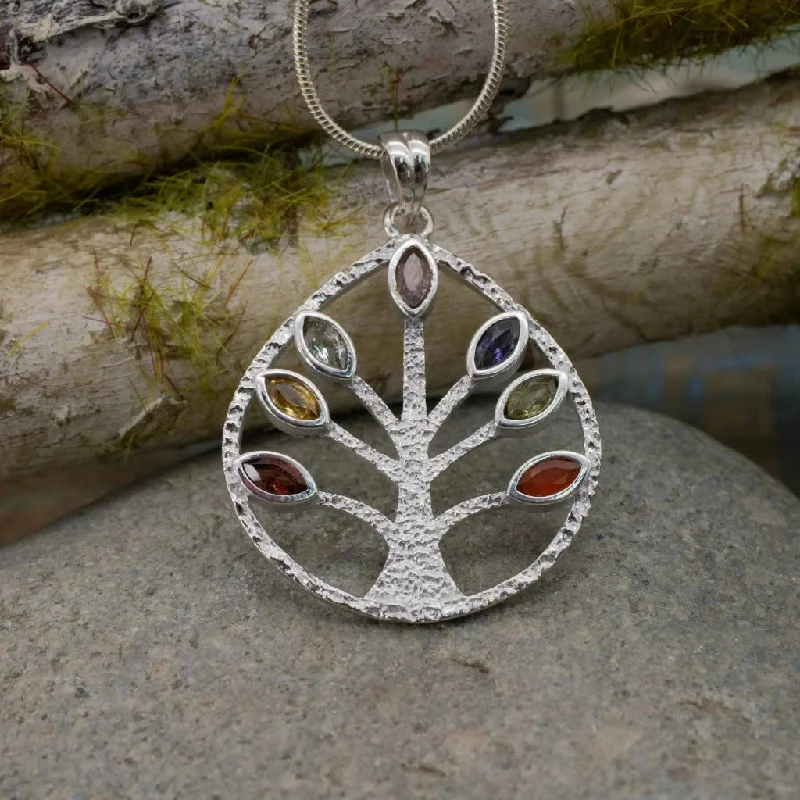 heirloom style necklaces -Chakra Tree Necklace - Sterling Silver