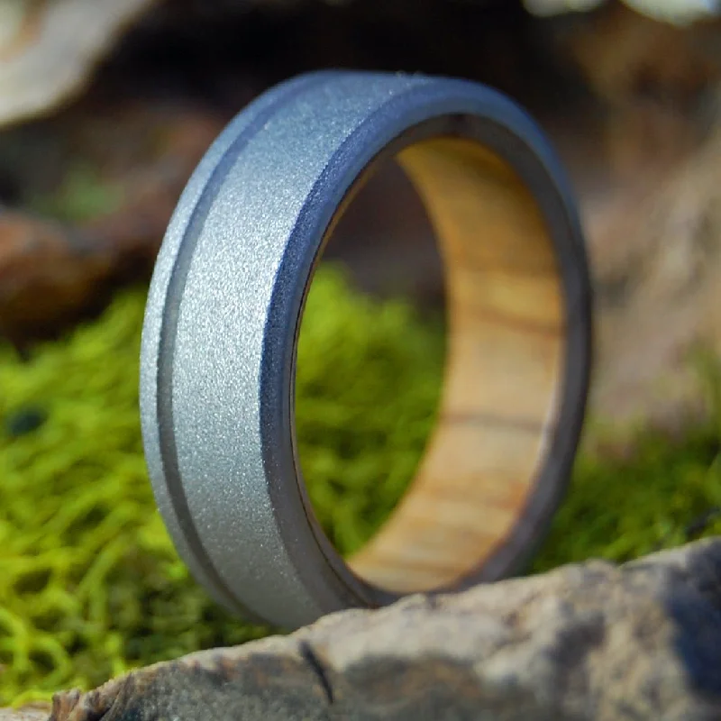 luxury diamond rings -Unfettered Olive | Men's Olive Wood & Titanium Wedding Ring