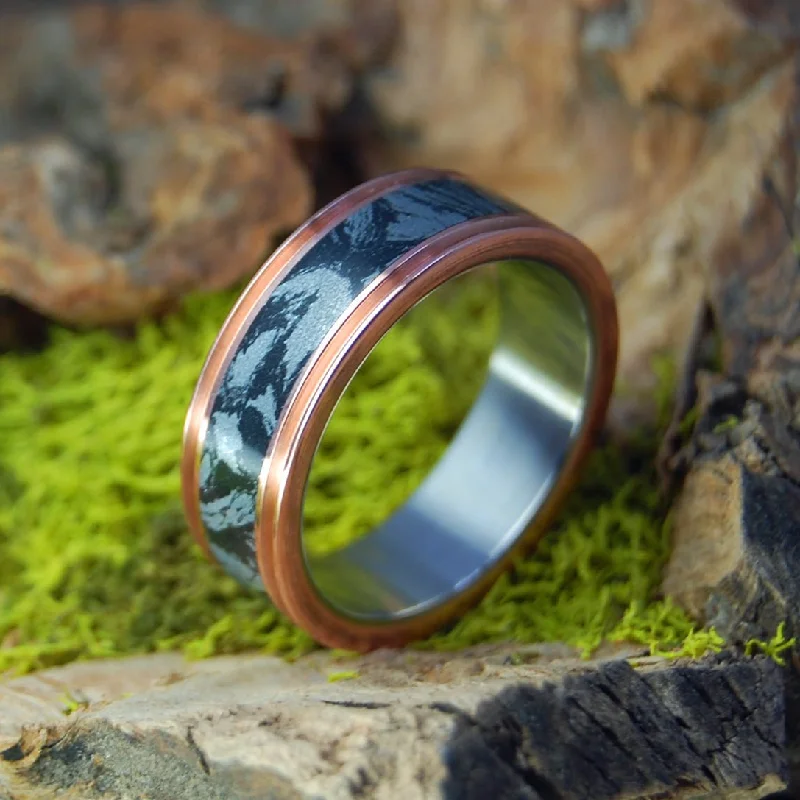 fashion rings for women -Moku Cupris | Men's Copper, Black Silver & Titanium Wedding Ring