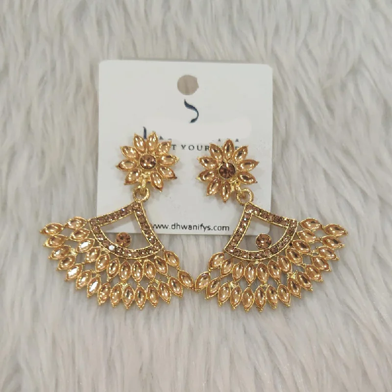 hoop earrings for casual wear -Dhwani Gold Plated Kundan And Austrian Stone Dangler Earrings