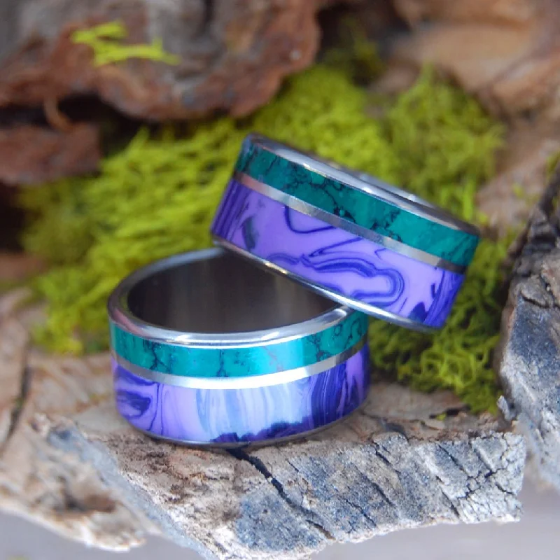 wedding rings for women -Dream State | Charoite And Jade - Engagement Wedding Ring Set