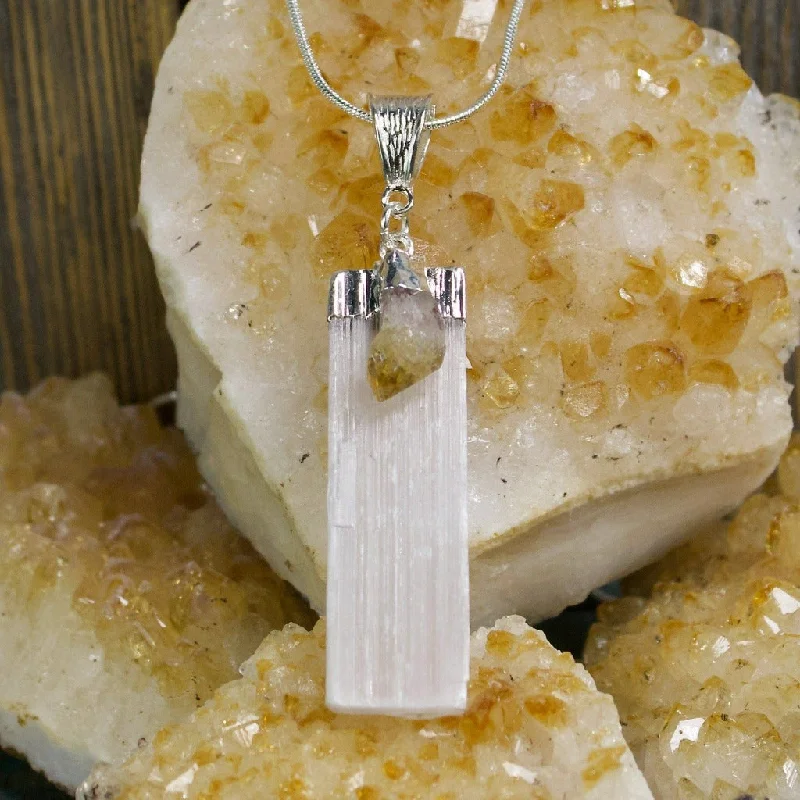 luxury ruby necklaces -Selenite and Citrine Necklace