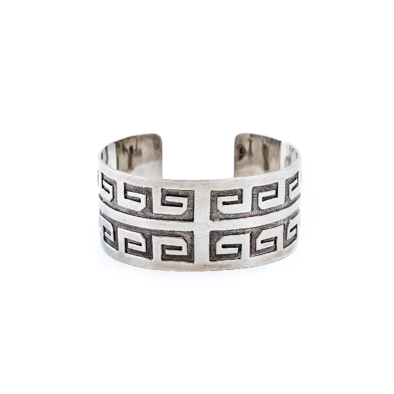 eco-friendly bangle bracelets -Square Wave Hopi Cuff