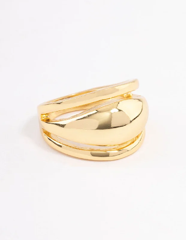 affordable vintage engagement rings -Gold Plated Domed Statement Ring