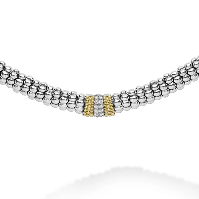 gold plated necklaces for women -Caviar Lux Single Station Diamond Caviar Necklace