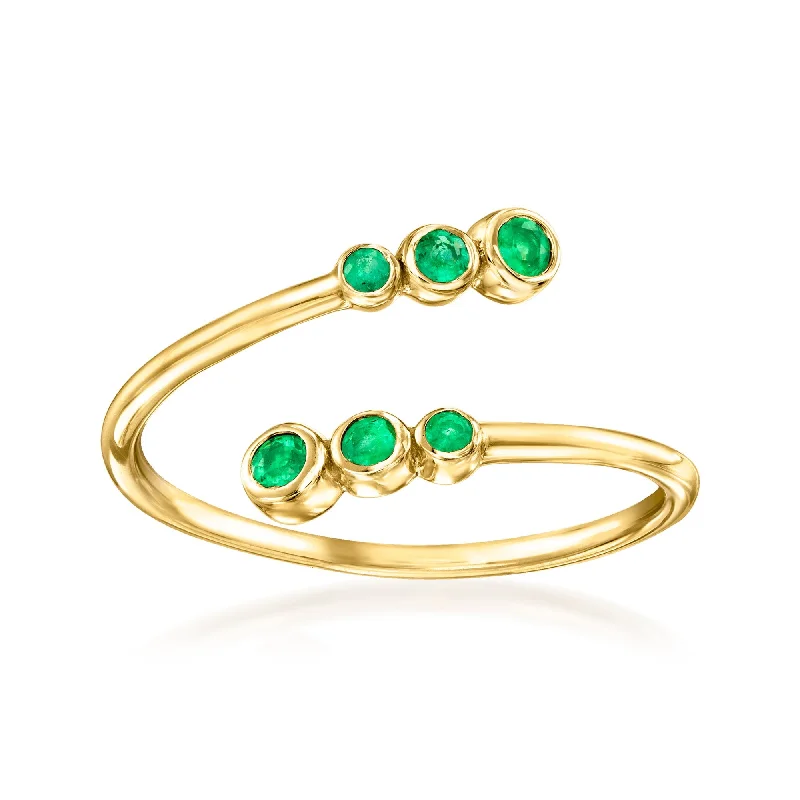 engagement rings with white sapphires -Canaria Emerald Bypass Ring in 10kt Yellow Gold