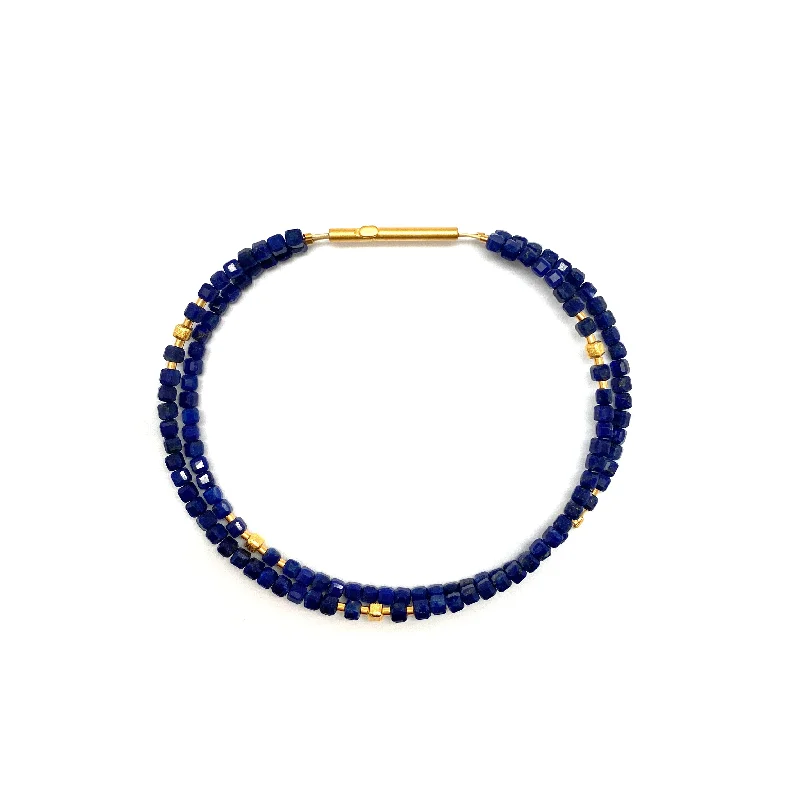 delicate bracelet bangles -Lapis and Gold Bracelet