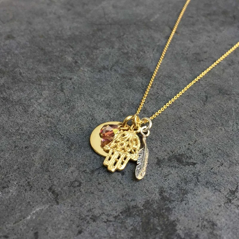 luxury designer necklaces -'talismans' multi pendant necklace | 24k gold-plated