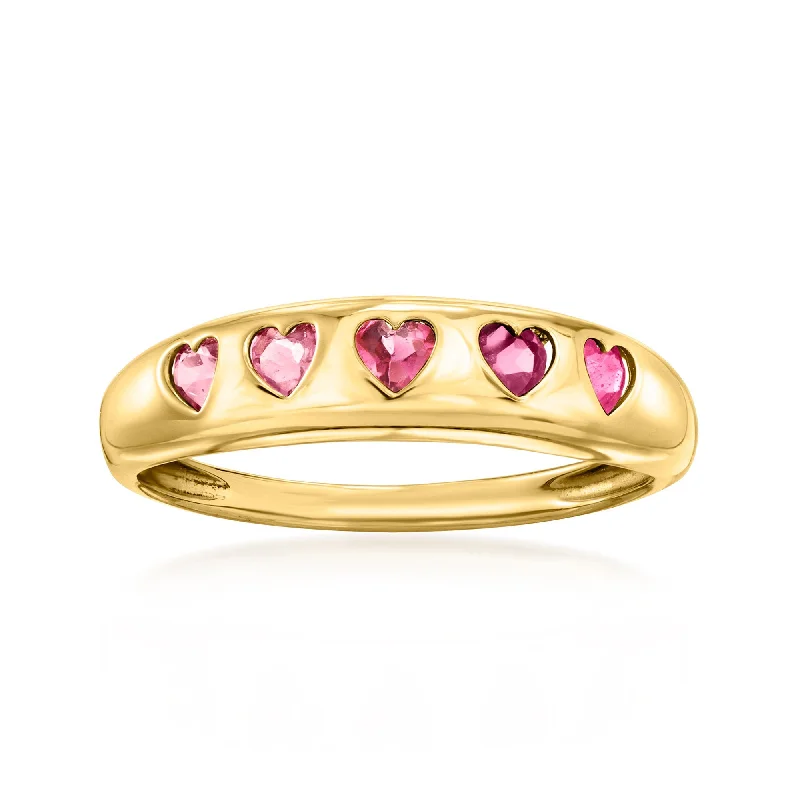 intricate diamond engagement rings -Ross-Simons Multi-Gemstone Hearts Ring in 14kt Yellow Gold