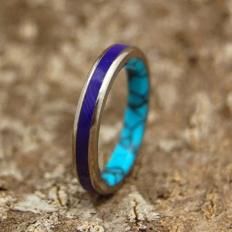 unique rings for women -Princess Charlotte | Men's Turquoise, Charoite & Titanium Wedding Ring