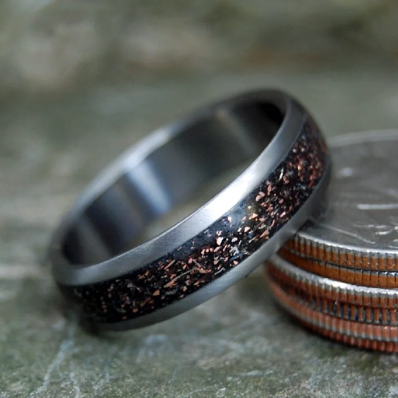 stylish gemstone rings -Quarter Shot | Men's Ground Quarters, Beach Sand & Titanium Wedding Ring