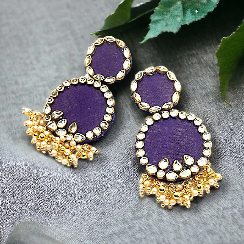 luxury statement earrings -Bajana Lifestyle Women's Handmade Purple Fabric Earrings