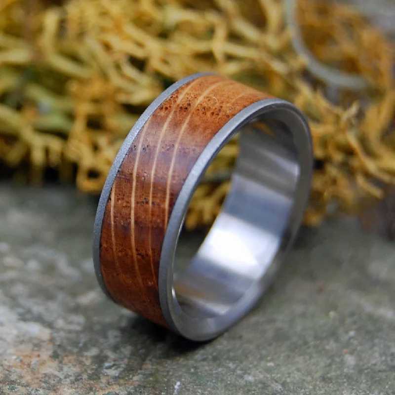 affordable luxury rings -Bully Boy Blasted | Men's Whiskey Barrel Wood & Titanium Wedding Ring