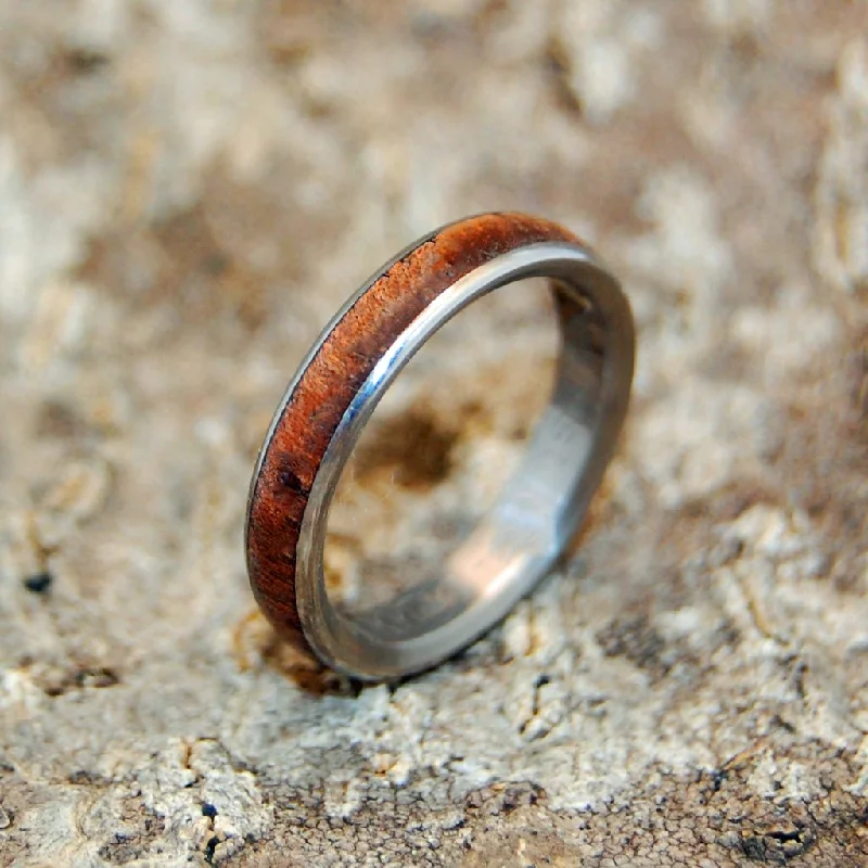 luxury wedding rings -Koa Wood Dome | Men's Koa Wood & Titanium Wedding Ring